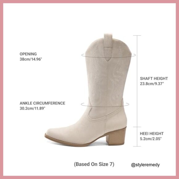 Faux Suede Square Toe Cowboy Mid Calf Western Boots with Embroidery - Picture 4 of 7